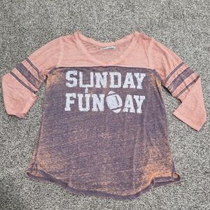 Maurices Sunday Funday Distressed 3/4 Sleeve Tee Size Large